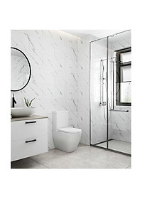 Bộ 20 Tấm Xốp Dán Tường 3D PVC Vân Đá Trắng Chỉ Vàng 60x30cm Keo Sẵn Dày 2mm Cao Cấp, Sang trọng