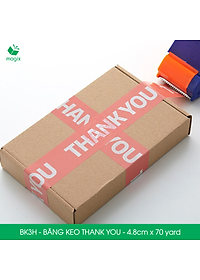 BK3H - 3 Cuộn băng keo in chữ THANK YOU 4.8cm x 70yard băng dính niêm phong hàng dễ vỡ