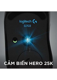 Chuột game không dây Lightspeed RGB Logitech G703 - Cảm biến Hero 25k, tương thích PowerPlay, nhẹ 95g+10g cân tùy chỉnh, pin 60h, PC/Mac - Hàng chính hãng