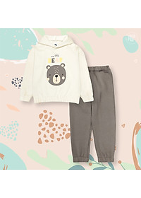 Bộ nỉ bé trai Bigfox Miss Meow, bộ thu đông bé trai vải nỉ bông dày dặn in hình chú gấu Bear dễ thương size trẻ em 3,4,5…8