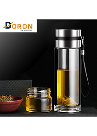 Bình Thủy Tinh 2 Lớp Pha Trà Doron MS79 – Cách Nhiệt Tốt – Có Lõi Lọc Inox 304 – Dung Tích 400ml – Hàng Loại 1