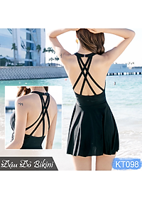 Bộ bơi một mảnh nữ dáng váy lưng trần quyến rũ, chất thun bơi lạnh Lycra dày dặn mịn đẹp, áo tắm liền thân gợi cảm dễ mặc | KT098
