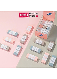 Gôm tẩy 2B Deli - Không bụi - Màu sắc vintage - Xanh dương/Hồng/Nâu