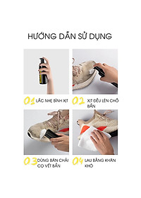 Bộ Vệ Sinh Giày Dép Làm Sạch Chuyên Sâu Giặt Giày gồm 1 bình xịt tạo bọt dung tích 150ml, 1 khăn mềm, 1 bàn chải mềm