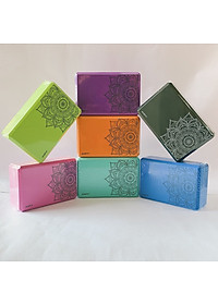 Gạch Gối Tập Yoga Eva Nặng 200g In Hoa Mandala Độ Cứng Cao Không Lún- Yoga Blocks