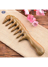 Lược gỗ thơm Bách Xanh răng thưa MÁT XA đa năng (COH263) Chải tóc xoăn, rối, xù -  Massage đầu giúp lưu thông máu đả thông kinh mạch, giảm nguy cơ đau đầu chóng mặt khi ngồi làm việc lâu - HAHANCO