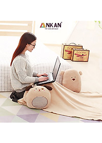 Chăn Gối Văn Phòng 3 Trong 1 Gấu Nâu Độc Đáo Kiểu Dành Cho Nữ Dùng Để Ngủ Trưa Tại Văn Phòng, Tựa Lưng Và Gấu Bông Dùng Để Trang Trí