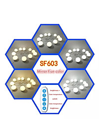 Chuỗi dây đèn led gương trang điểm 10 bóng 5 màu điều chỉnh