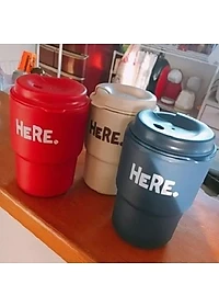 Combo 02 Cốc uống nước nắp xoay Inomata HERE có chỗ cắm ống hút - Nội địa Nhật Bản