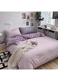 Bộ vỏ chăn ga gối cotton tici notag Lidaco cotton đũi trơn dày decor phòng ngủ vintage đủ mọi cỡ nệm