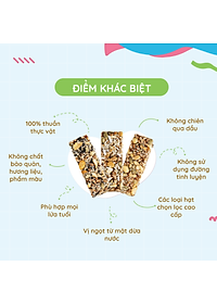 Thanh hạt Freshie Dừa & Hạt điều gạo lứt ngũ cốc thuần chay cung cấp năng lượng 150gr TÂM MINH FOODS