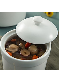 Combo thố chưng yến 4 inch và thìa lỗ sứ Long Phương