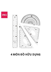 Bộ Thước Kẻ Eke Đa Năng 4 Món Đóng Túi Bộ Dụng Cụ Học Tập Cho Bé - EH657