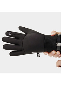 Găng tay nam mùa đông cảm ứng lót nỉ lông cực ấm lòng bàn tay chống trượt cao cấp GTN89