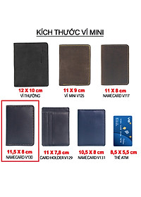 Ví namecard da bò V130, ví đựng thẻ da thật, khâu tay thủ công, ví mini nam đường chỉ tinh tế, thương hiệu Bụi leather chuyên đồ da thật