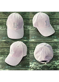 mũ lưỡi trai nhung gân tăm thêu chữ