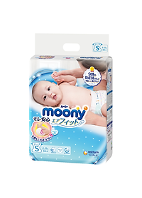 Bỉm - Tã dán Moony Blue size S 84 miếng (Cho bé 4~8kg)