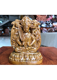 Tượng phật bản mệnh hư không tạng bồ tát ( Tuổi sửu_dần ) bằng gỗ bách xanh thơm nức kt 12×9×6cm_