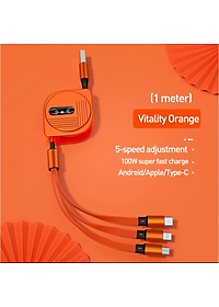 Dây Cáp Sạc nhanh 6A 100W 3 Trong 1 Rút Được gọn tiện lợi Cho Huawei Honor Xiaomi Samsung - miếng lót chuột