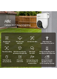 Camera Wi-fi EZVIZ H8C 2MP Ngoài Trời, Quay Quét 360 Độ, Đàm Thoại 2 Chiều, Ghi Hình Màu Ban Đêm- Hàng Chính Hãng