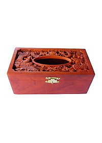 Hộp Đựng Giấy Ăn TOKDODO Gỗ Tự Nhiên Đục Chạm Long Phụng