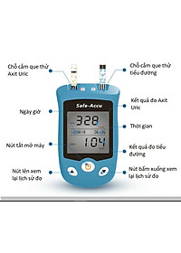 BỘ MÁY ĐO ĐƯỜNG HUYẾT VÀ AXIT URIC ( BỆNH GÚT ) 2 TRONG 1  KÈM 100 QUE KIM