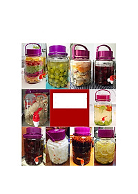 Bình ngâm rượu thủy tinh Nắp tím 8 Lít ngâm sâm, đinh lăng, táo mèo, nấm linh chi, hoa quả