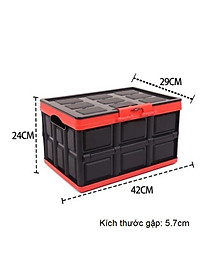 Hộp để đồ đa năng gấp gọn cốp sau ô tô dung tích 30 lít, Kích thước: Sâu x Rộng x Cao (42cm x 29cm x 24cm), Màu đen viền đỏ, KM309-30