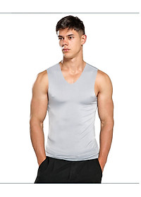 Áo lót nam áo ba lỗ body sát nách cổ chữ V vải lụa lạnh mát không đường may cao cấp