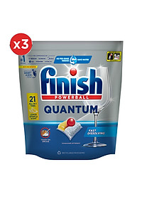Combo 3 túi viên rửa chén bát Finish Powerball Quantum 21 viên/túi