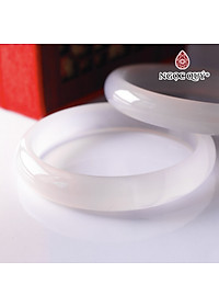 Vòng tay liền khối đá mã não trắng mệnh thủy kim - Ngọc Quý Gemstones