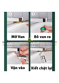 Đầu nới vòi nước xoay 720 độ lắp vòi nước chậu rửa bắt bồn rửa mặt lavabo với 2 chế độ nước chảy