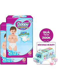 Combo 2 Tã Dán Bobby Đệm Thun Thấm Mồ Hôi XL62 (62 Miếng) – Tặng 1 Đàn Nhạc Xe Bus