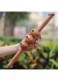 Cây lăn Massage toàn thân 3 bánh bi gai bằng gỗ Bách Xanh thơm (MH892) chăm sóc sức khỏe - giảm căng thẳng mệt mỏi