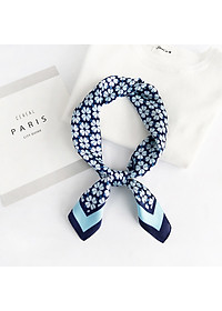 Khăn lụa turban vuông vintage hoa 4 cánh may mắn phong cách Nhật (70x70cm) AKL95