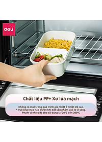 Hộp Cơm Trưa Văn Phòng Lúa Mạch Deli - 2 Ngăn Linh Hoạt Có Thể Sử Dụng Trong Lò Vi Sóng Chống Tràn An Toàn, Hộp Đựng Cơm Tặng Kèm Thìa Dĩa