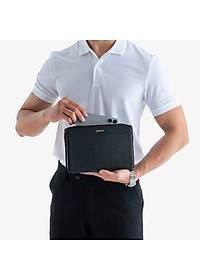 Clutch Da Hàng Hiệu Ví Nam Cầm Tay Công Sở GENCE HT11 Da Bò Cao Cấp Màu Đen