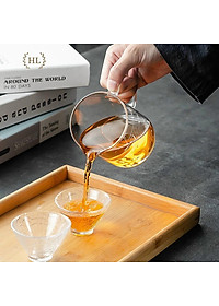 Cốc thủy tinh chia vạch có quai nắp gỗ, ca thủy tinh chia dung tích