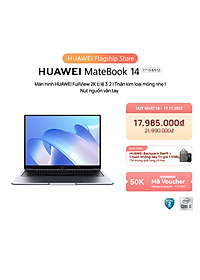 Trang Chủ 17 Máy Tính Xách Tay HUAWEI MateBook 14 (8GB/512GB) | Intel Core Thế Hệ Thứ 11 | Màn Hình HUAWEI 3:2 Fullview 2k | Nút Nguồn Vân Tay | Hàng Chính Hãng