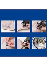 Nệm hơi vải nhung cao cấp có vân lướt sóng cho xe ô tô 7 chỗ, có ô để đồ. Tặng kèm bộ bơm hơi và bộ vá