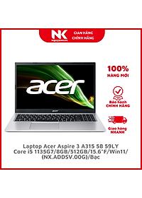Laptop Acer Aspire 3 A315 58 59LY i5 1135G7/8GB/512GB/15.6″F/Win11/(NX.ADDSV.00G)/Bạc – Hàng chính hãng