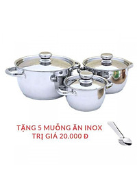 Bộ Nồi Inox 430 Bếp Từ 3 Chiếc Nắp Inox Fivestar Tặng 5 Muỗng Ăn