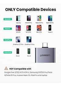 Ugreen UG70312CM193TK 2 trong 1 màu xám bộ chuyển USB type C ra 3.5mm audio và sạc nhanh cổng c chuẩn pd - HÀNG CHÍNH HÃNG
