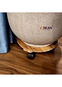Đế Lót Chậu Cây ANKAN Có Bánh Xe - Gỗ Tràm Mặt Tròn 30cm, Tải Trọng 60kg - Màu Vàng