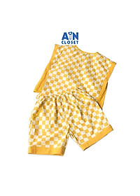 Bộ quần áo ngắn unisex họa tiết Caro vàng cotton - AICDBT4VX6RE - AIN Closet
