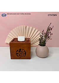 Hộp Đựng Khăn Giấy Vuông Bằng Gỗ Hương Điêu Khắc Tinh Xảo Sang Trọng - CTH750V