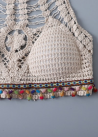 Áo bikini len móc đi biển cực xinh, sợi len cotton dai khỏe, thoáng mát, hàng đẹp, mẫu mới nhất, đồ bơi len nữ xinh xắn | BL003