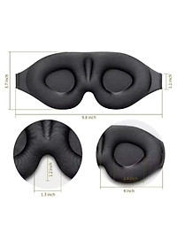 Bịt Che Mắt Ngủ 3D Kèm Bịt Tai Văn Phòng, Trên Xe Ô tô, Máy Bay, Thoáng Khí, Mềm Mại Cho Giấc Ngủ Ngon, Mặt Nạ Ngủ. Du Lịch Dã Ngoại Phượt Thiền MÀU ĐEN