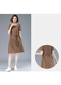 Đầm suông trung niên hoa lá, đầm form rộng da149