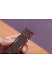 Dây đồng hồ da bò sáp 2 lớp Handmade da thật chốt thông minh